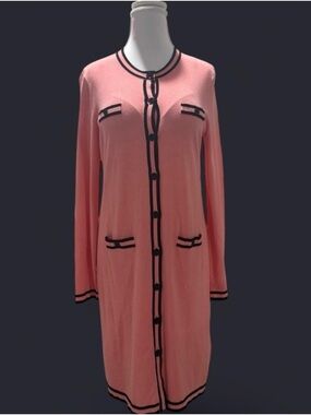 Karl Lagerfeld Salmon Pink Sweater Cardigan Dress Size XL NWOT